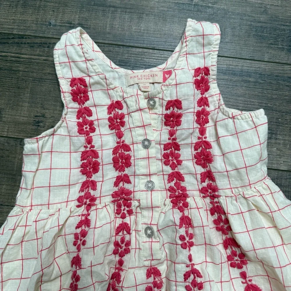 Pink Chicken Cream Pink Florak Embroidery Dress - Picture 2 of 10